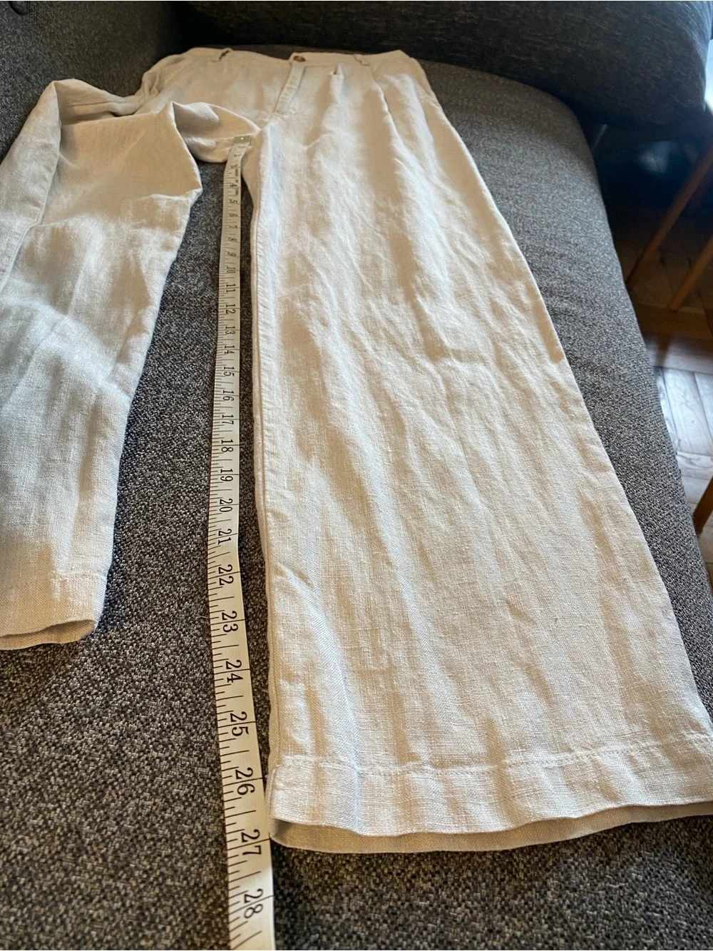 Reformation Wide Leg Pants in Light Gray-Cream